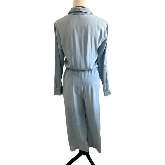 CLOTH & STONE Chambray Button Down Long Sleeve Belted Jumpsuit Sz Small - Picture 5 of 10